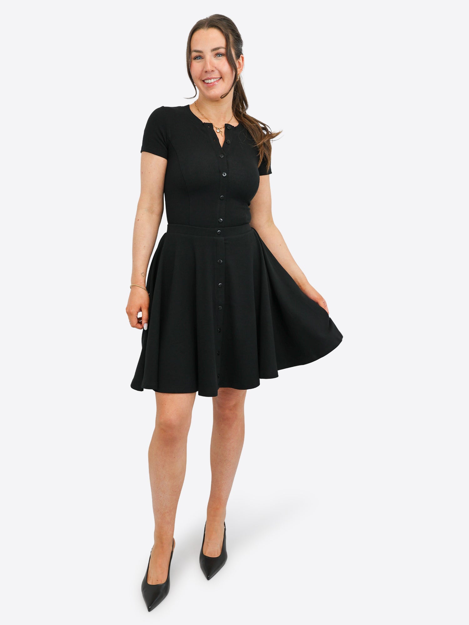 Classic Rib Skort mit Knopfleiste