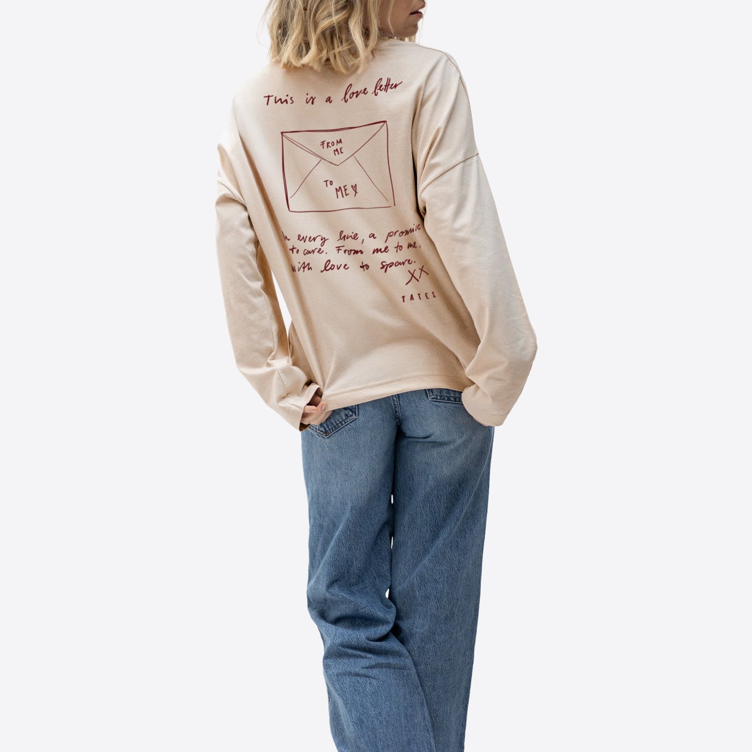 Longsleeve (Oversized) "Love letter" – Beige