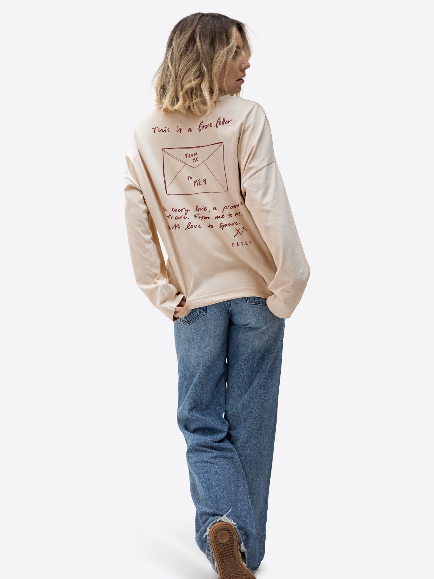 Longsleeve (Oversized) "Love letter" – Beige