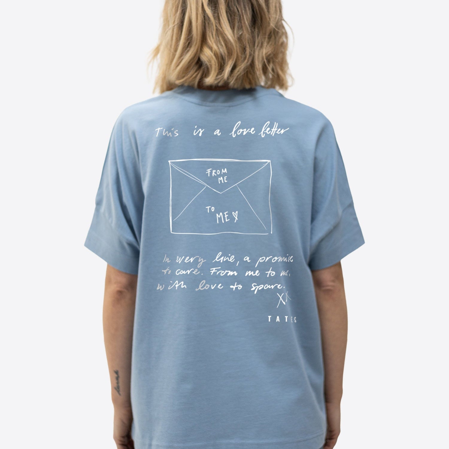 Soft Touch T-Shirt "Love letter" – Dusty Blue