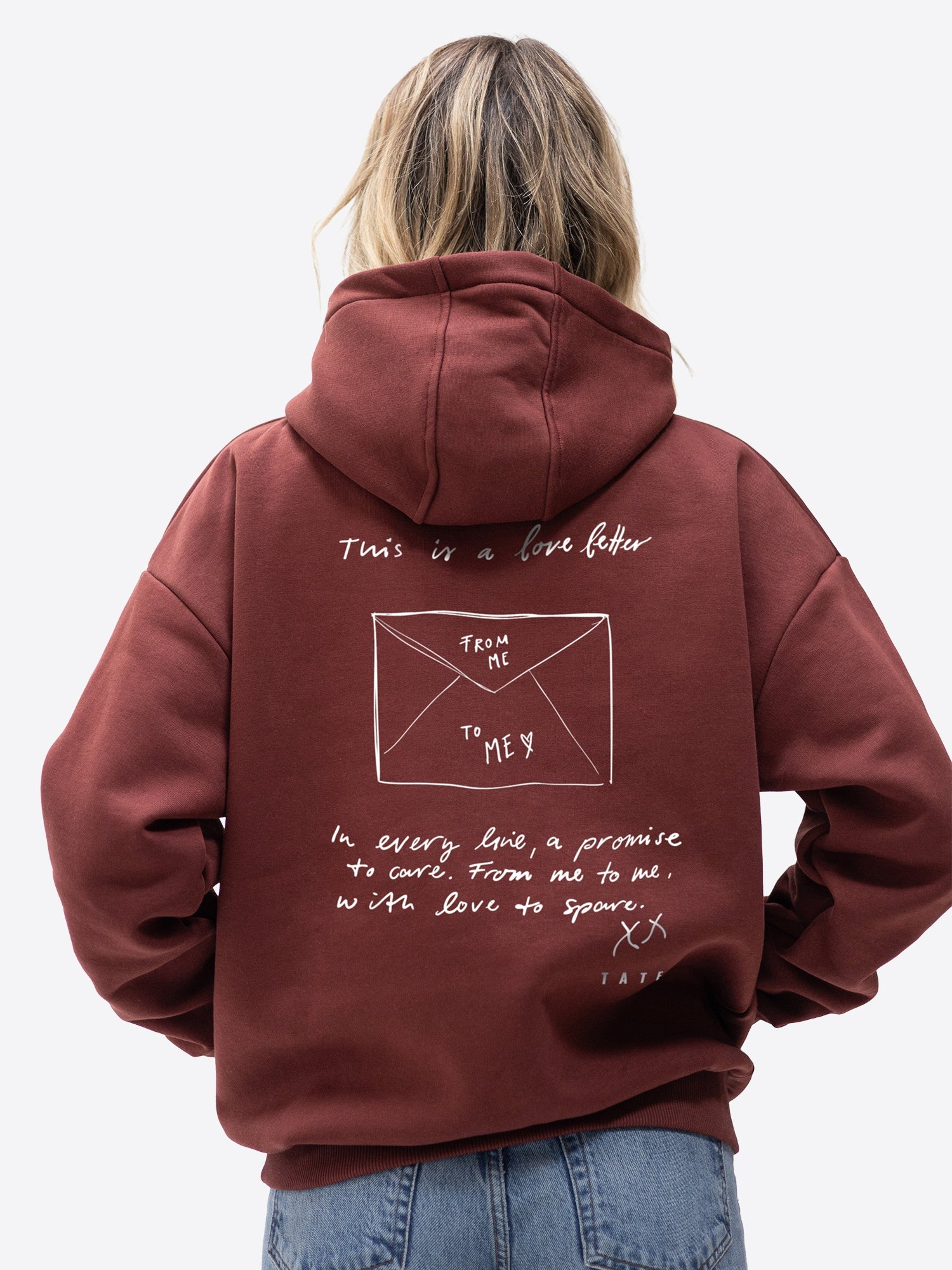 Original Regular Waistband Hoodie "Love letter" – Bordeaux