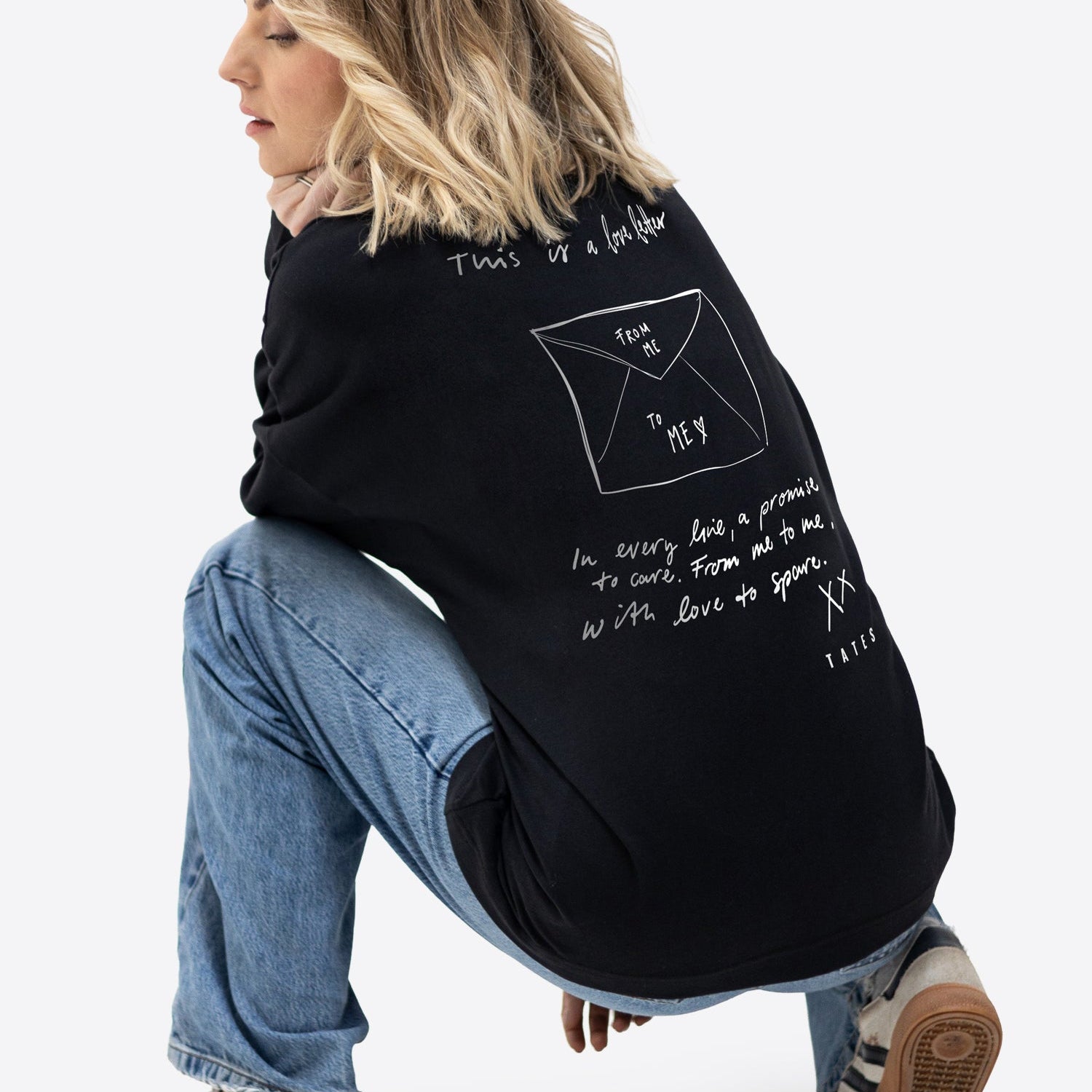 Longsleeve (Oversized) "Love letter" – Schwarz