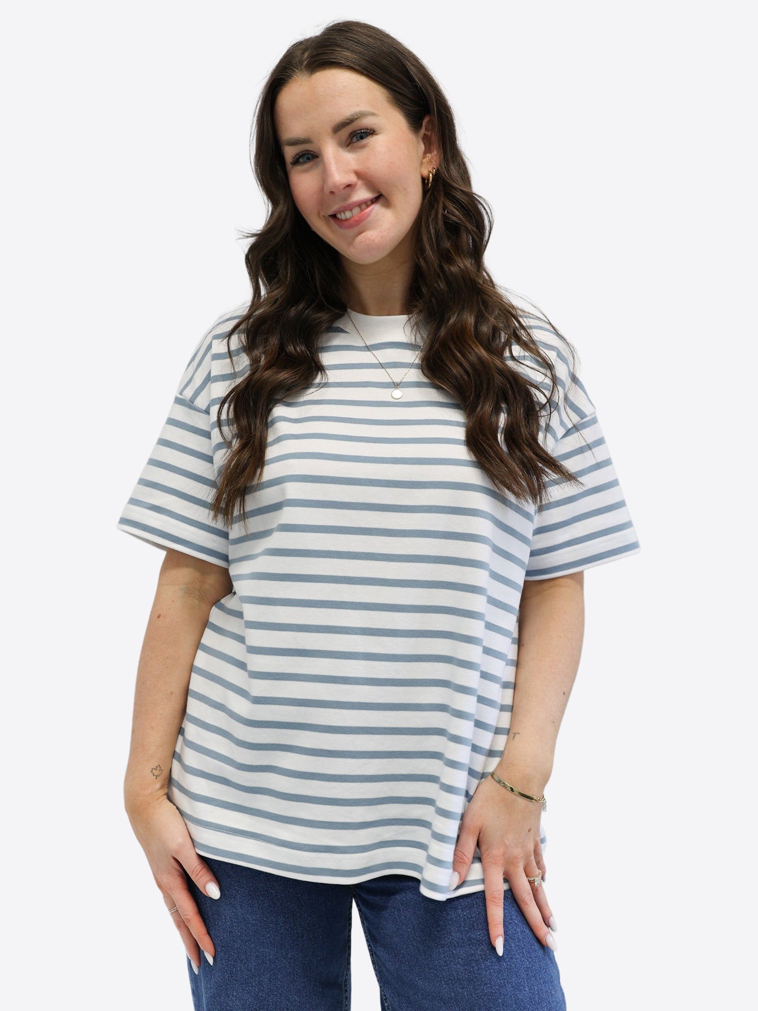 Oversized T-Shirt 3.0 mit Streifen - Blau