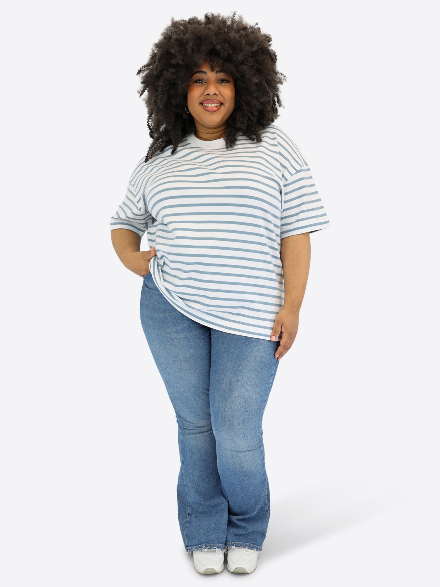 Oversized T-Shirt 3.0 mit Streifen - Blau