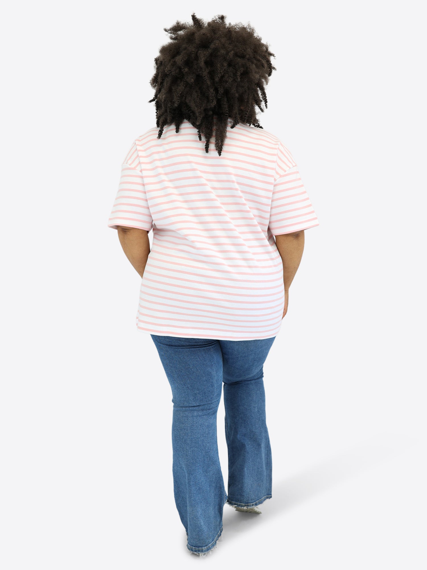 Oversized T-Shirt 3.0 mit Streifen - Rosa