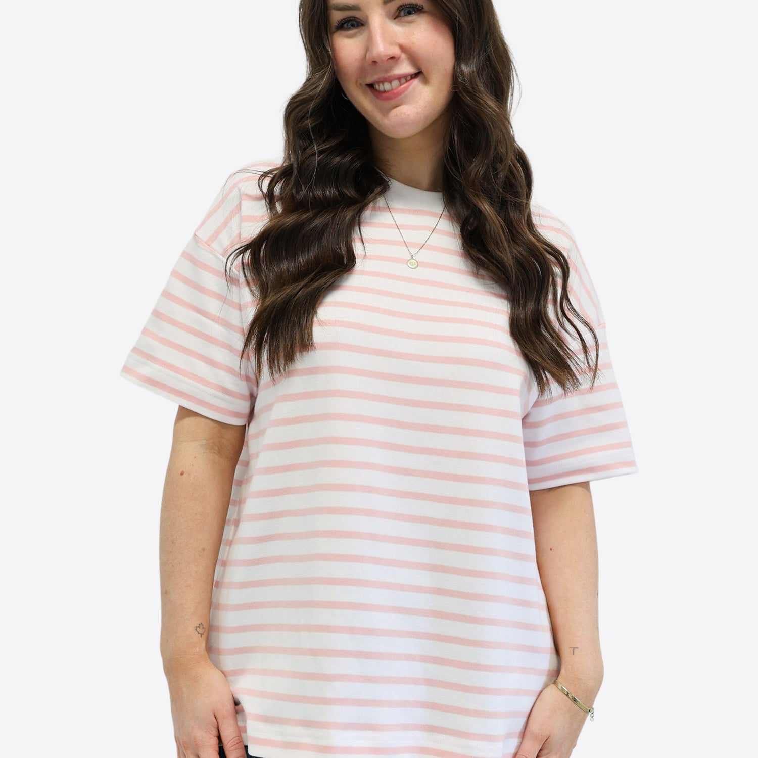 Oversized T-Shirt 3.0 mit Streifen - Rosa