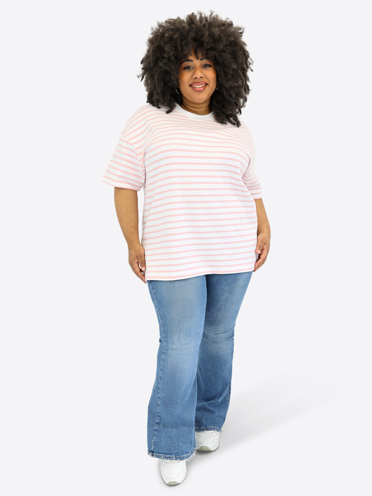 Oversized T-Shirt 3.0 mit Streifen - Rosa