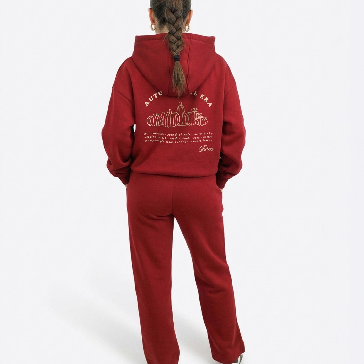 Regular Waistband Hoodie "Autumn Girl Era" - Cranberry