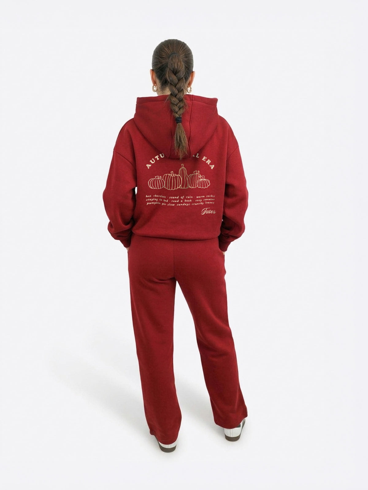 Regular Waistband Hoodie "Autumn Girl Era" - Cranberry