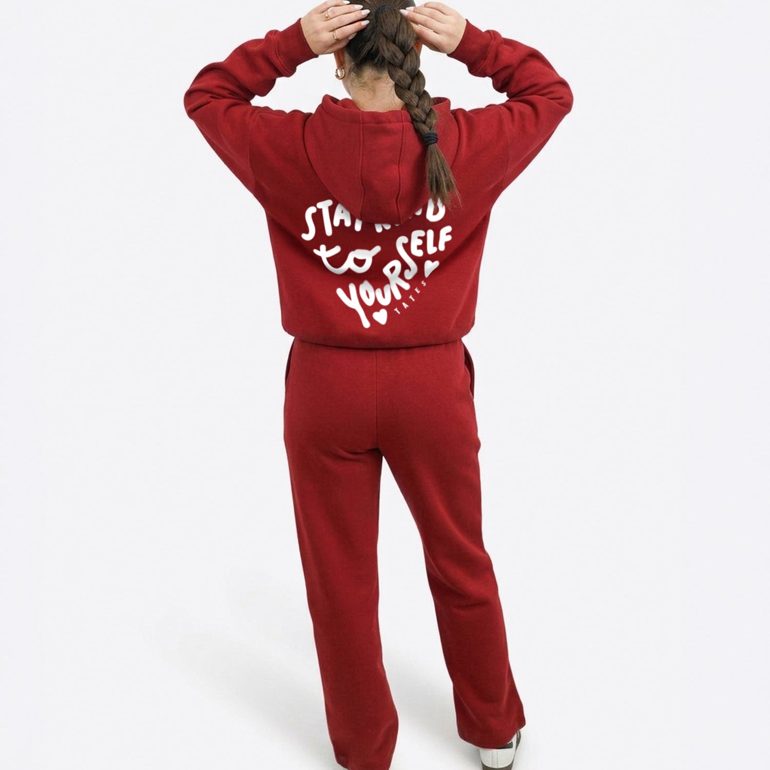 Regular Waistband Hoodie "Stay Kind" - Cranberry