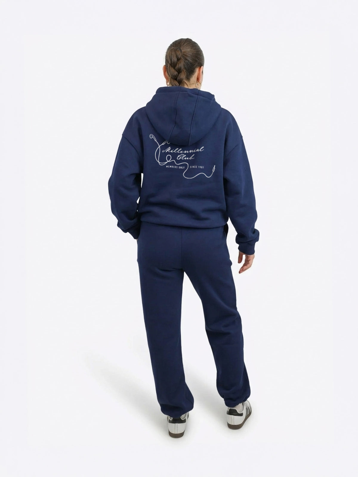 Regular Waistband Hoodie "Millennial Club" - Midnight Blue