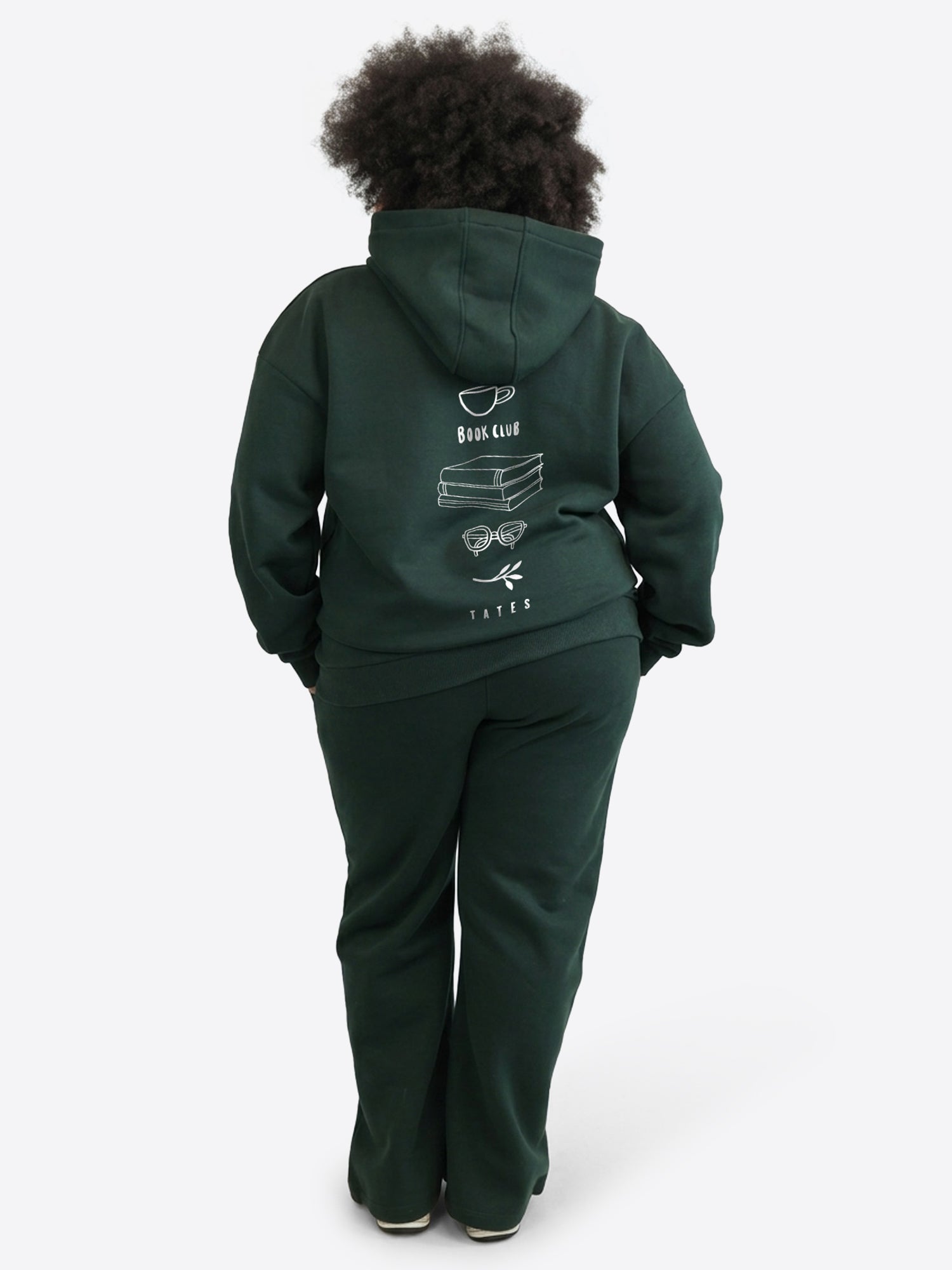 Regular Waistband Hoodie "Book Club" - Pine Green