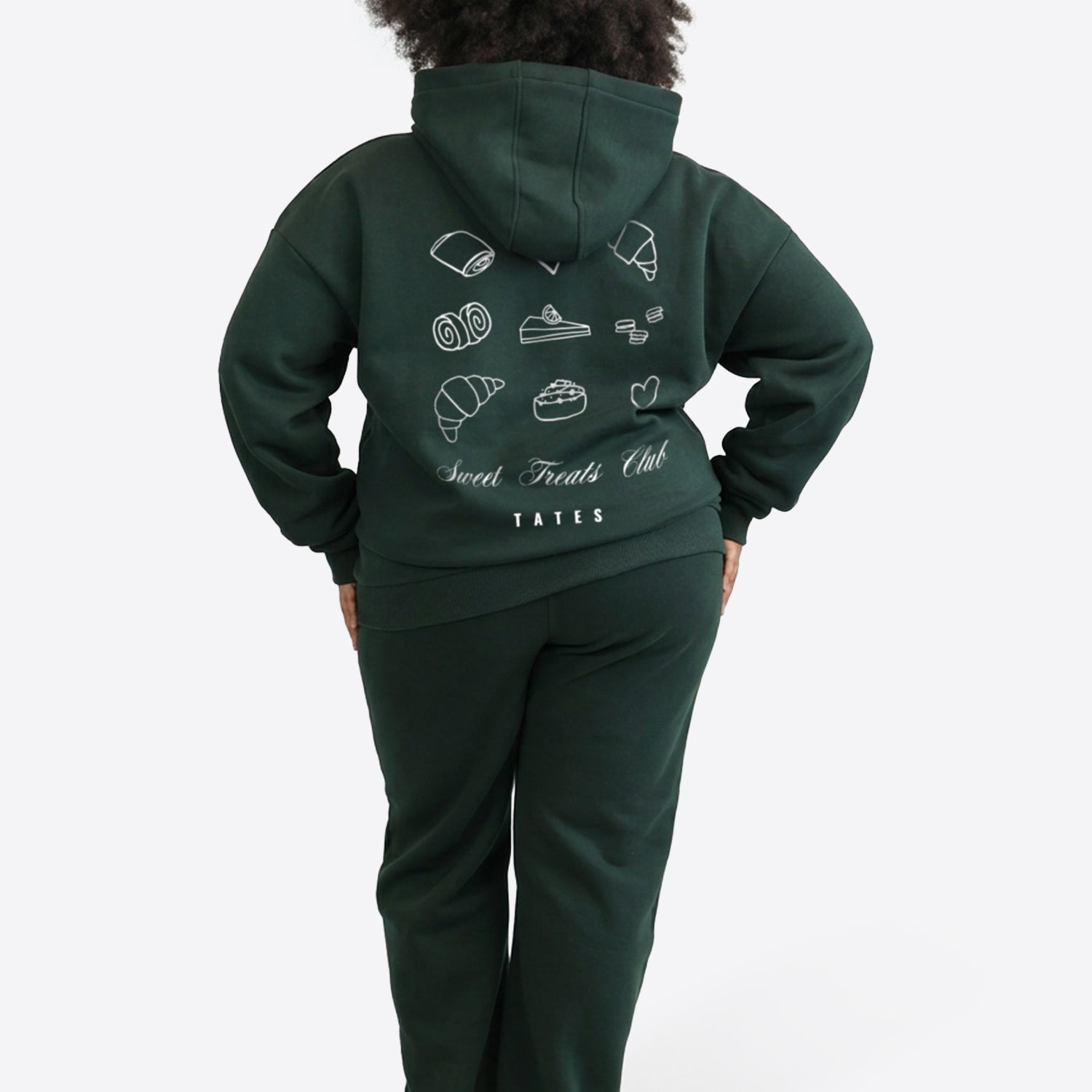 Regular Waistband Hoodie "Sweet Treats" - Pine Green
