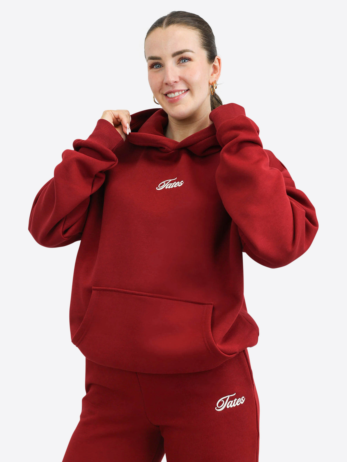 Regular Waistband Hoodie "90's Mood" - Cranberry