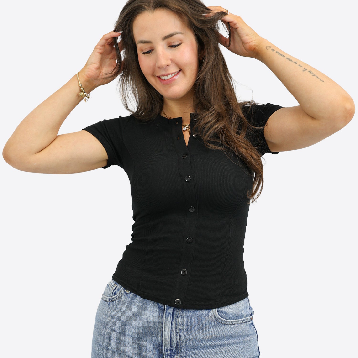 Rib Shirt mit Knopfleiste