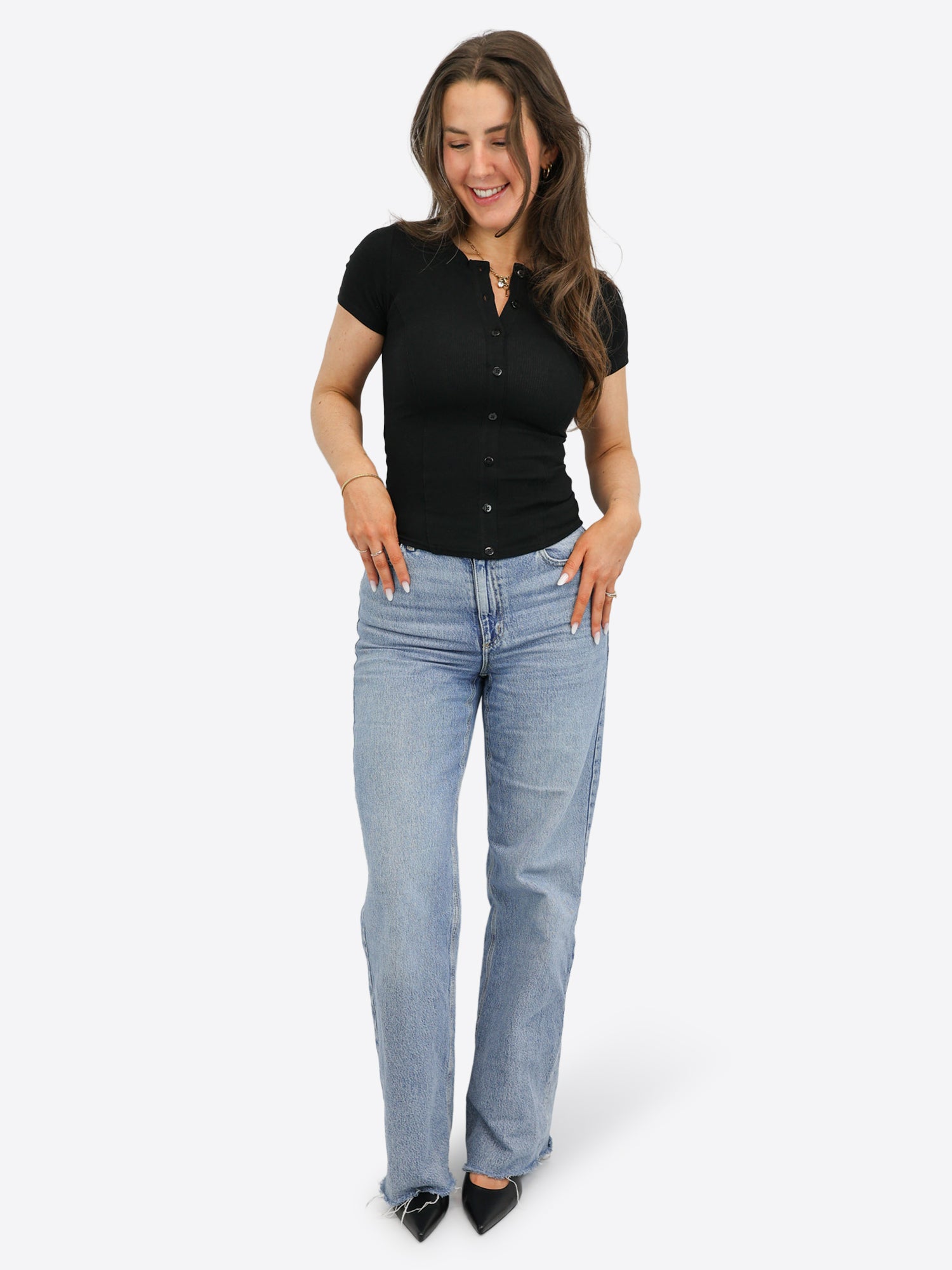 Rib Shirt mit Knopfleiste