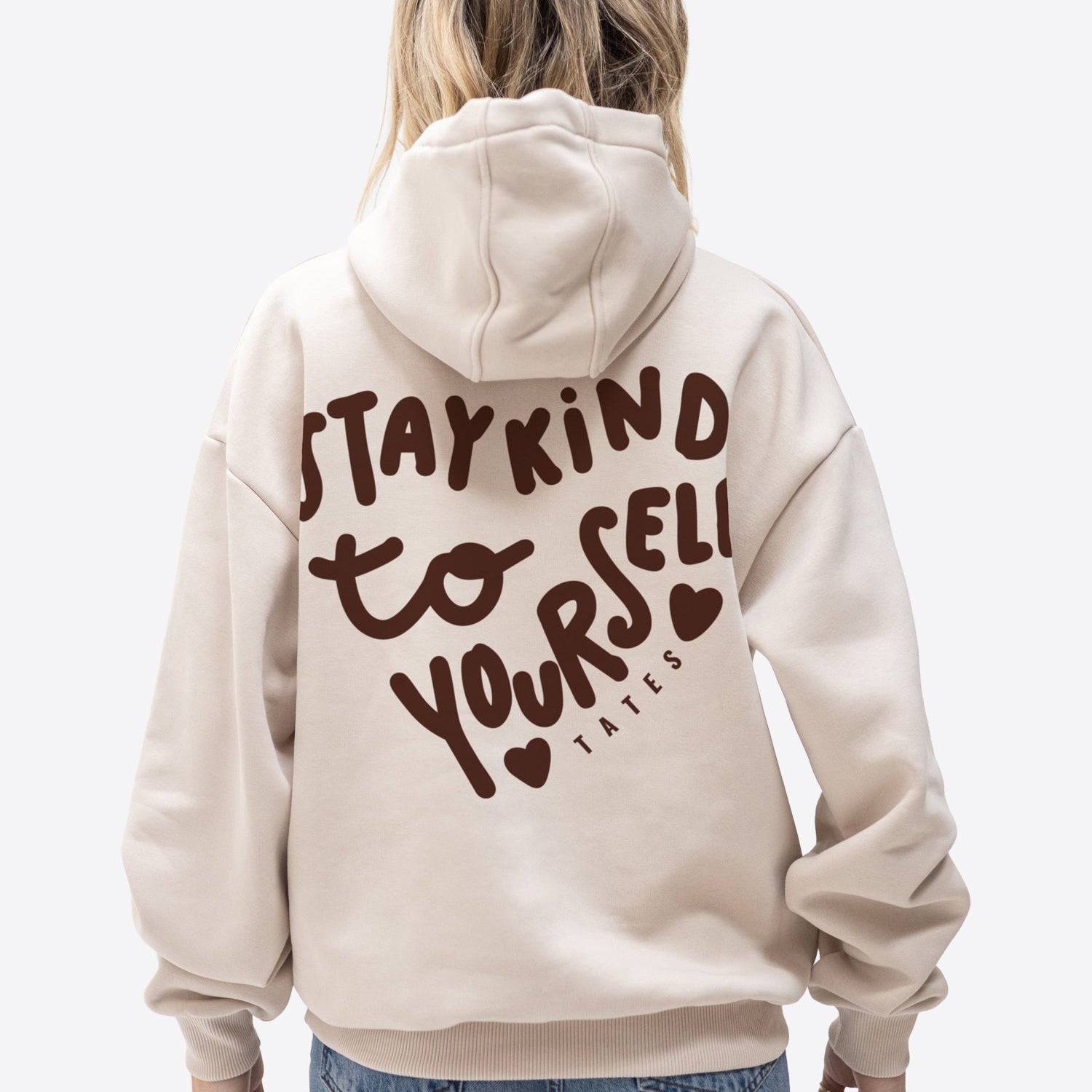 Original Regular Waistband Hoodie  "Stay kind" – Beige