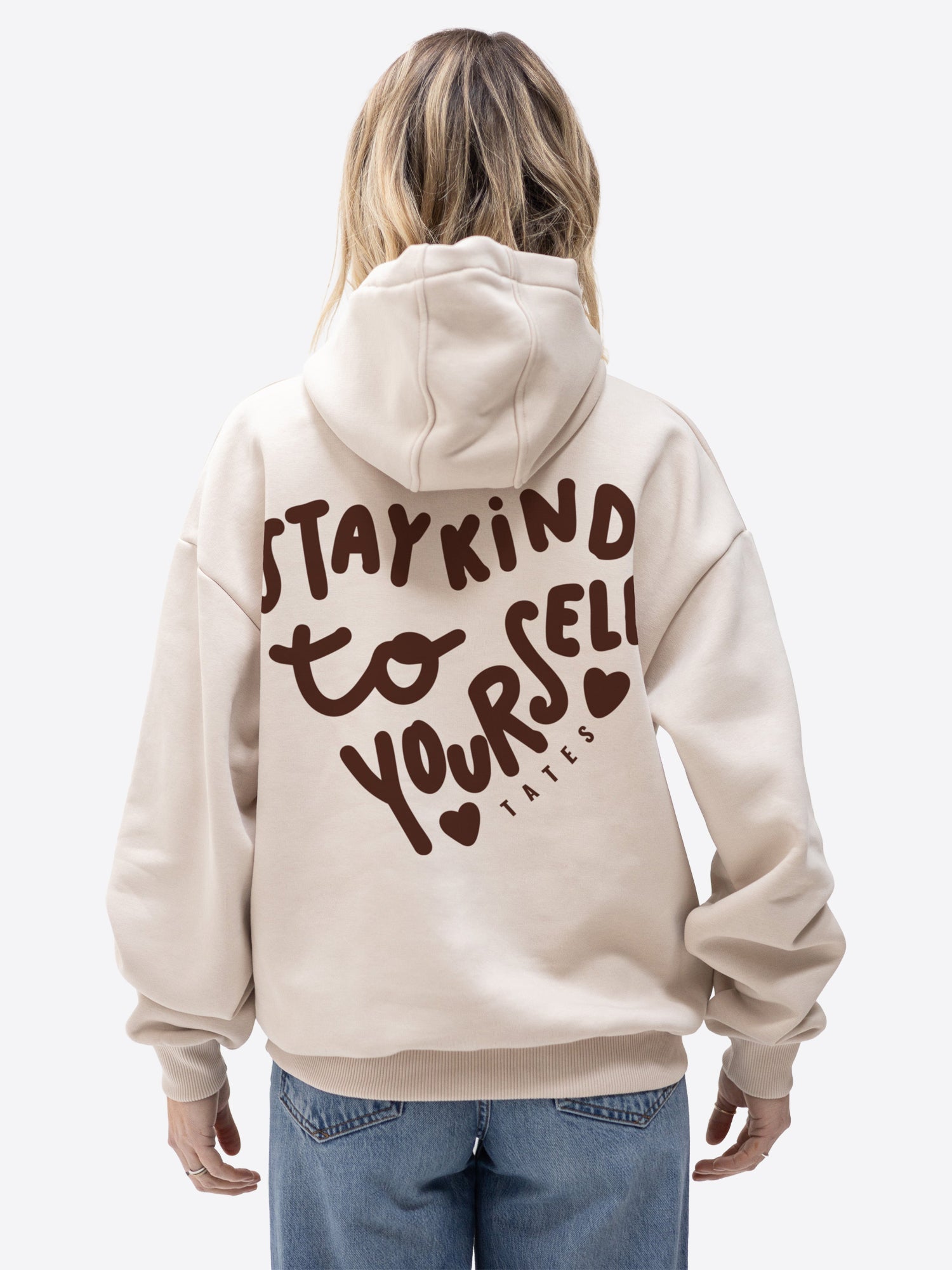 Original Regular Waistband Hoodie  "Stay kind" – Beige