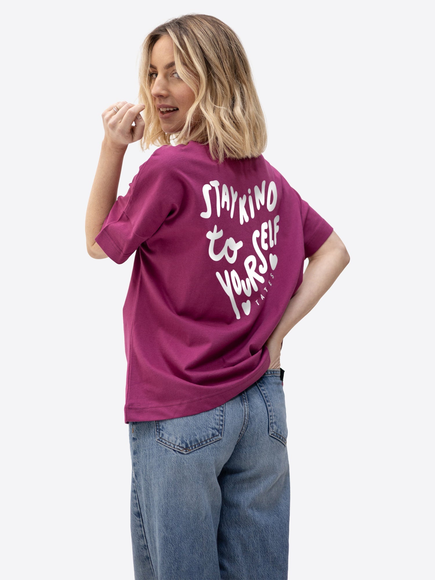 Soft Touch T-Shirt "Stay kind" – Berry