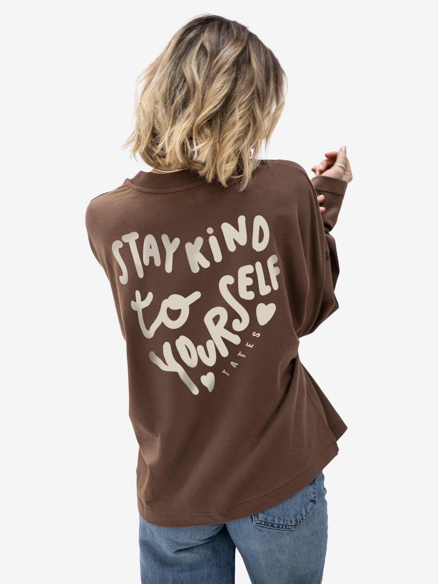 Longsleeve (Oversized) "Stay kind" – Chocolate
