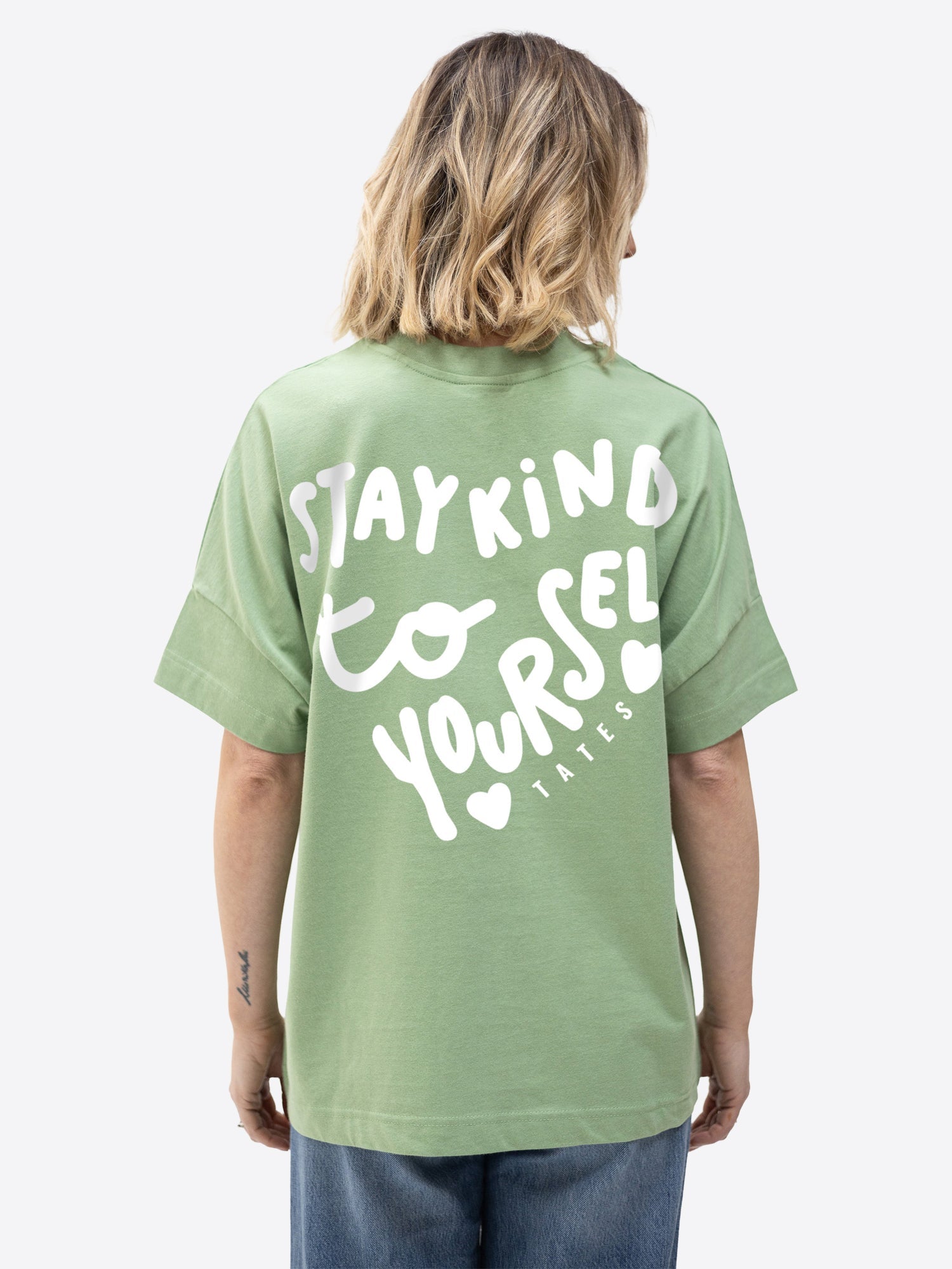 Soft Touch T-Shirt "Stay kind" – Matcha