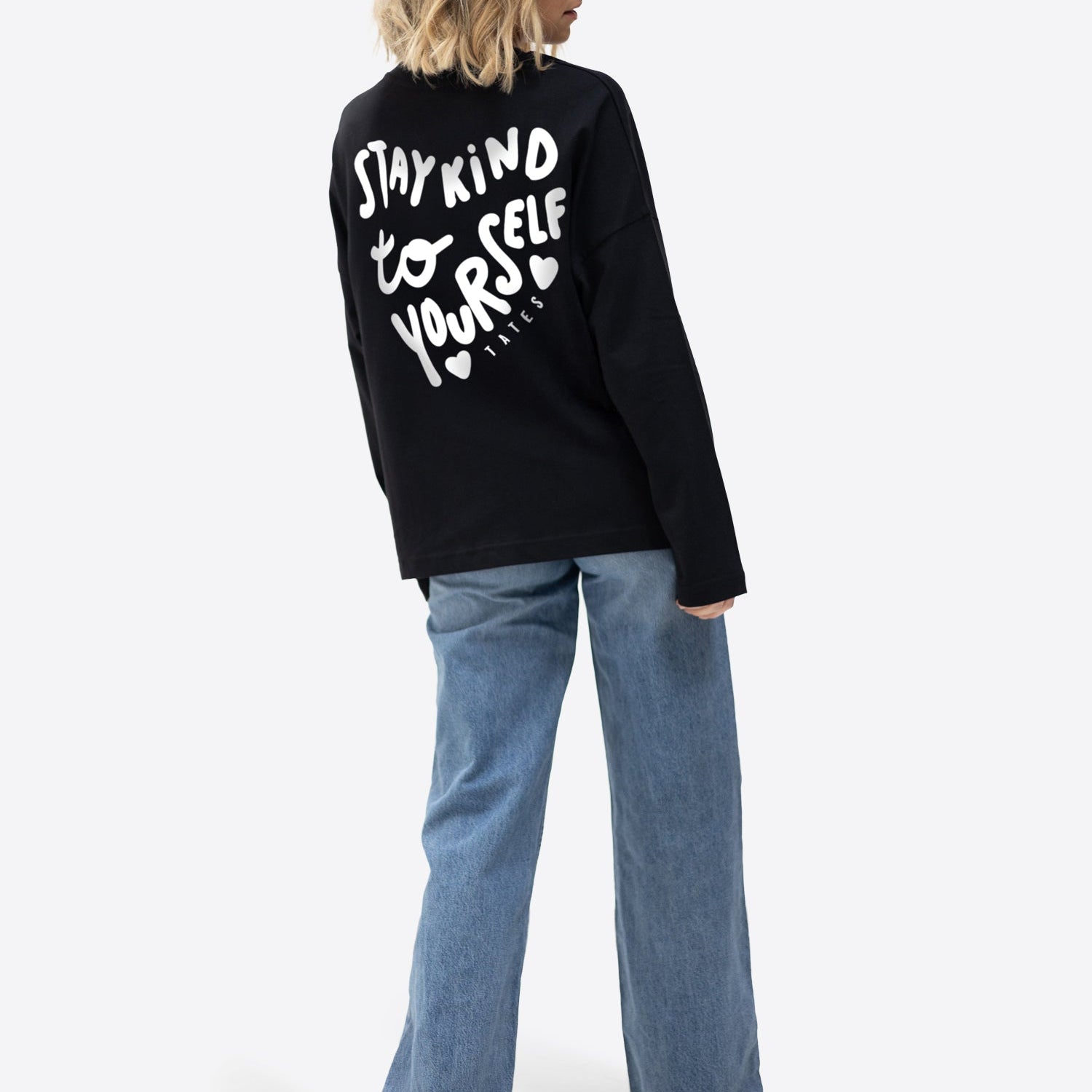 Longsleeve (Oversized) "Stay kind" – Schwarz