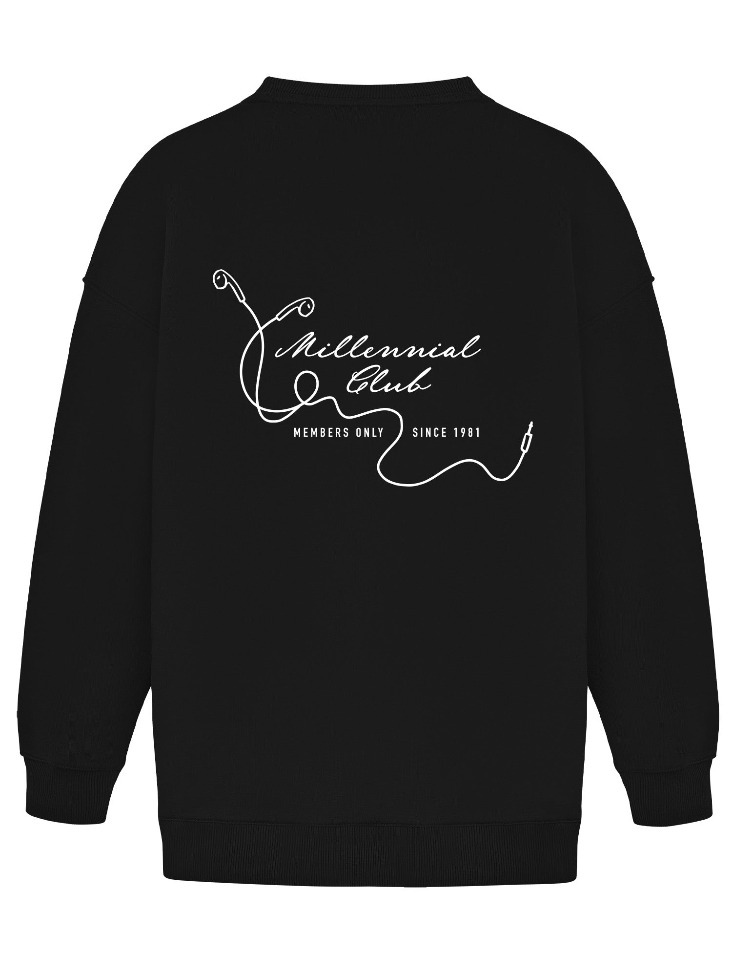 Wide Waistband Sweater "Millennial Club" – Schwarz