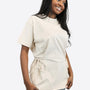 T-Shirt mit Schleifen-Bindung – Beige