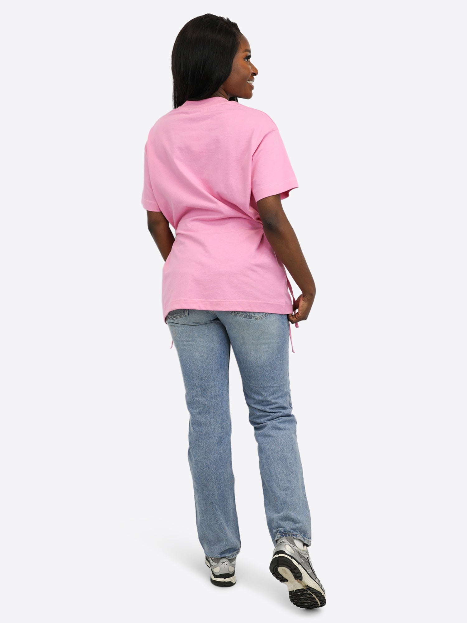 T-Shirt mit Schleifen-Bindung – Bubble pink