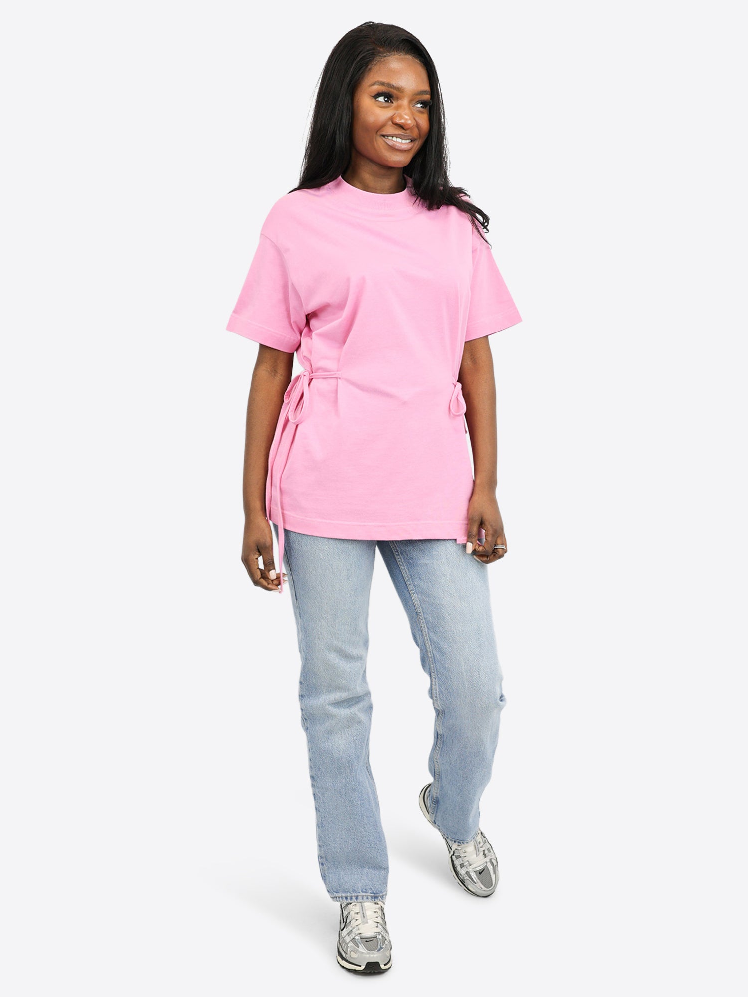 T-Shirt mit Schleifen-Bindung – Bubble pink