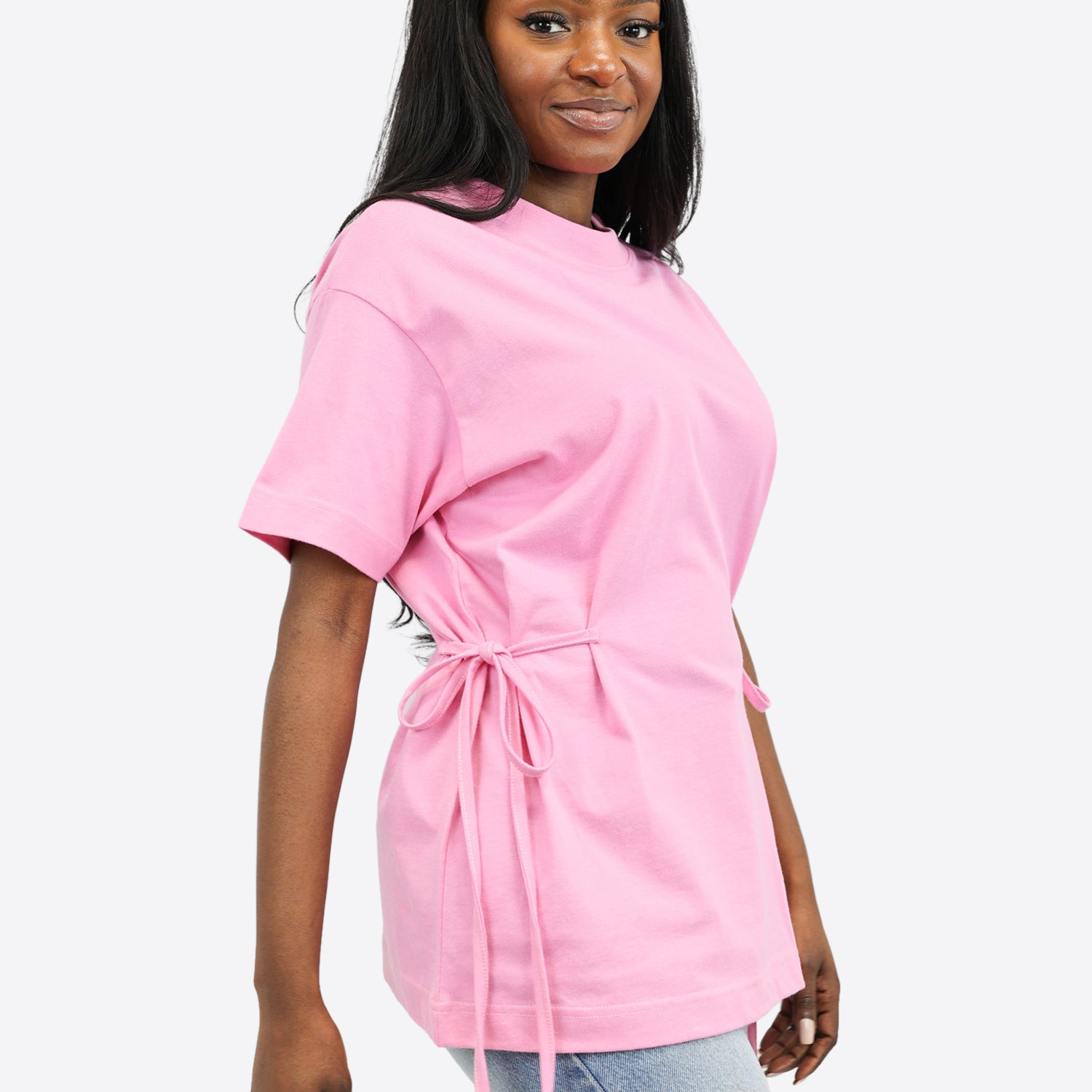 T-Shirt mit Schleifen-Bindung – Bubble pink