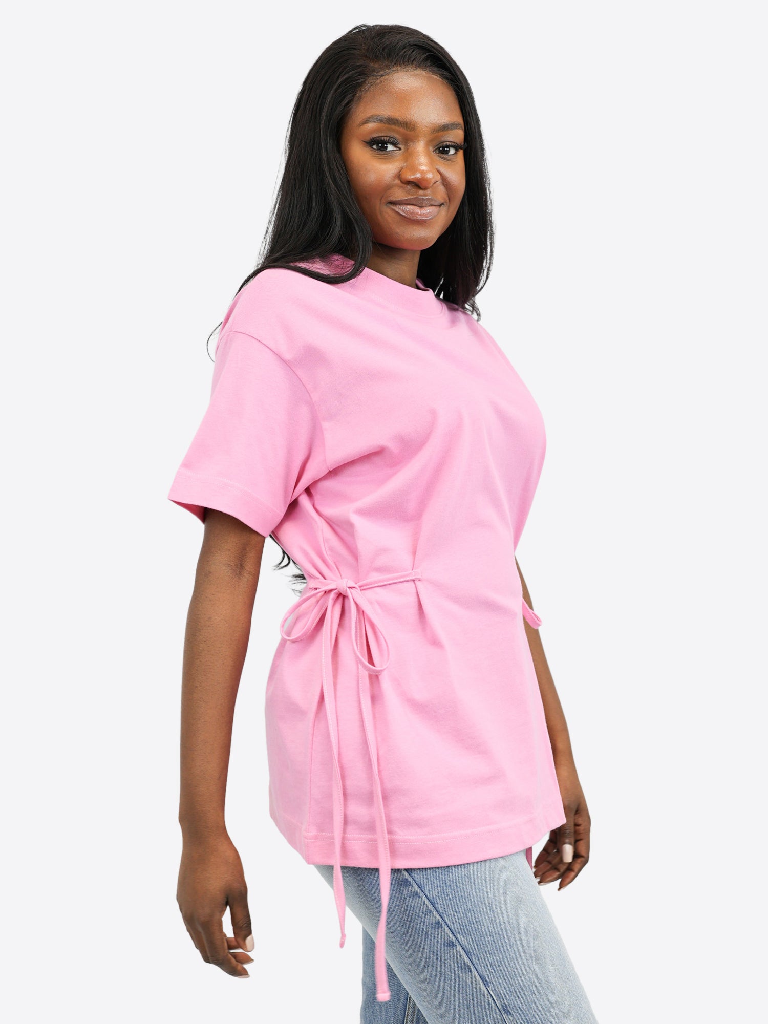 T-Shirt mit Schleifen-Bindung – Bubble pink
