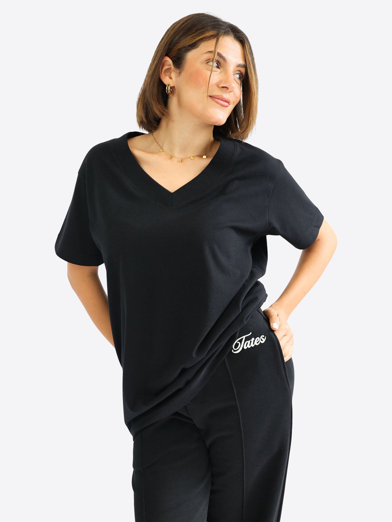 V-Neck T-Shirt – Schwarz