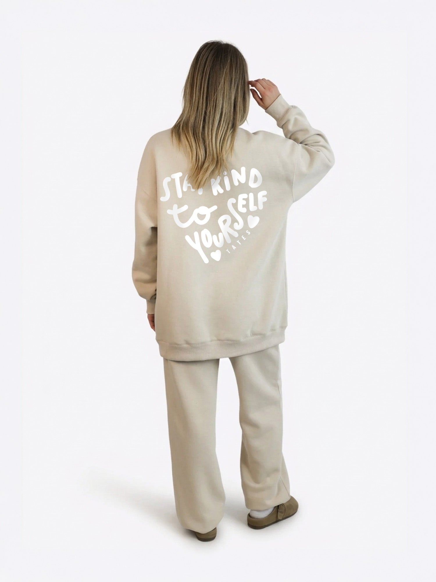 Wide Waistband Sweater "Stay Kind" – Beige