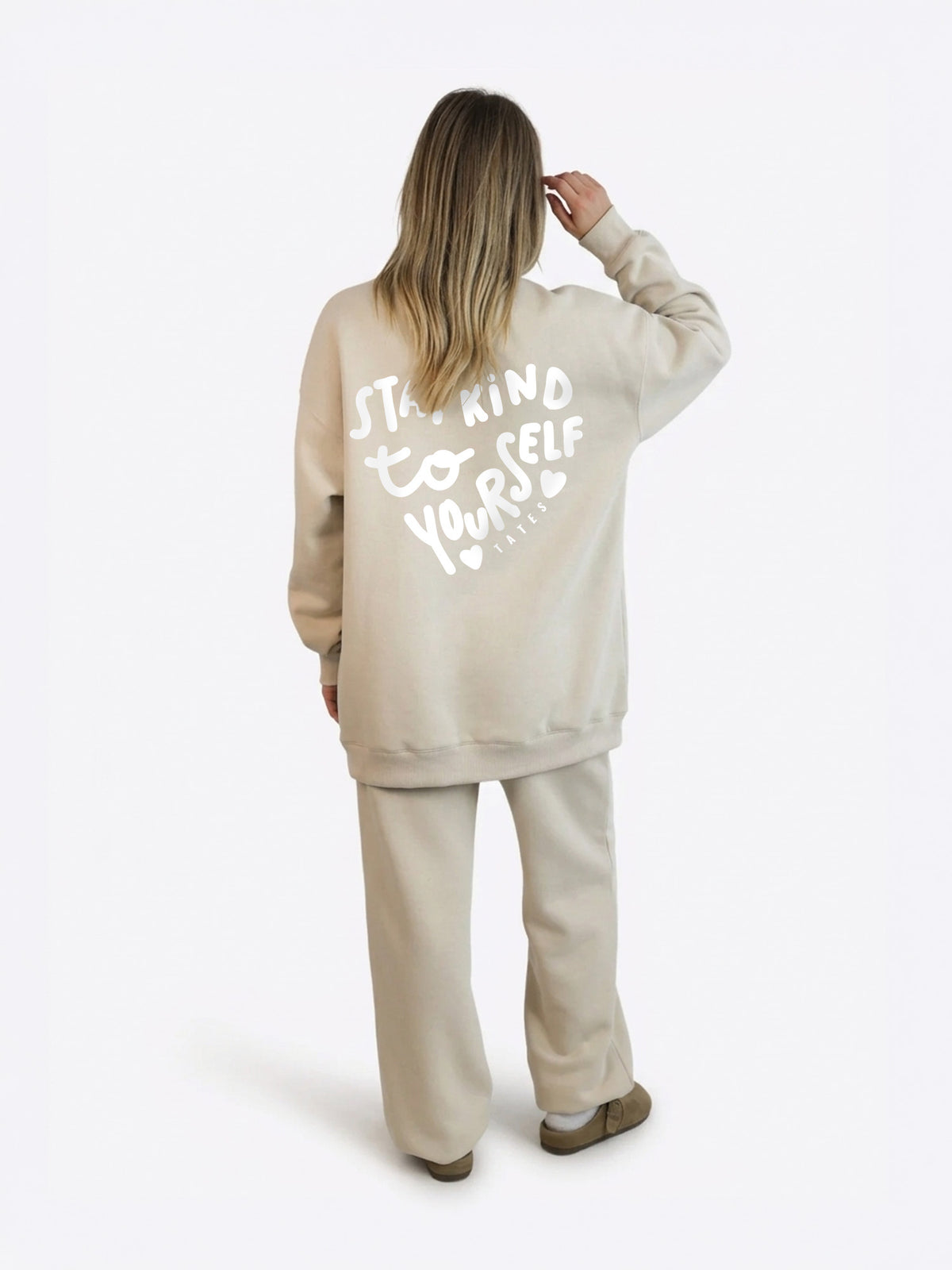 Wide Waistband Sweater "Stay Kind" – Beige