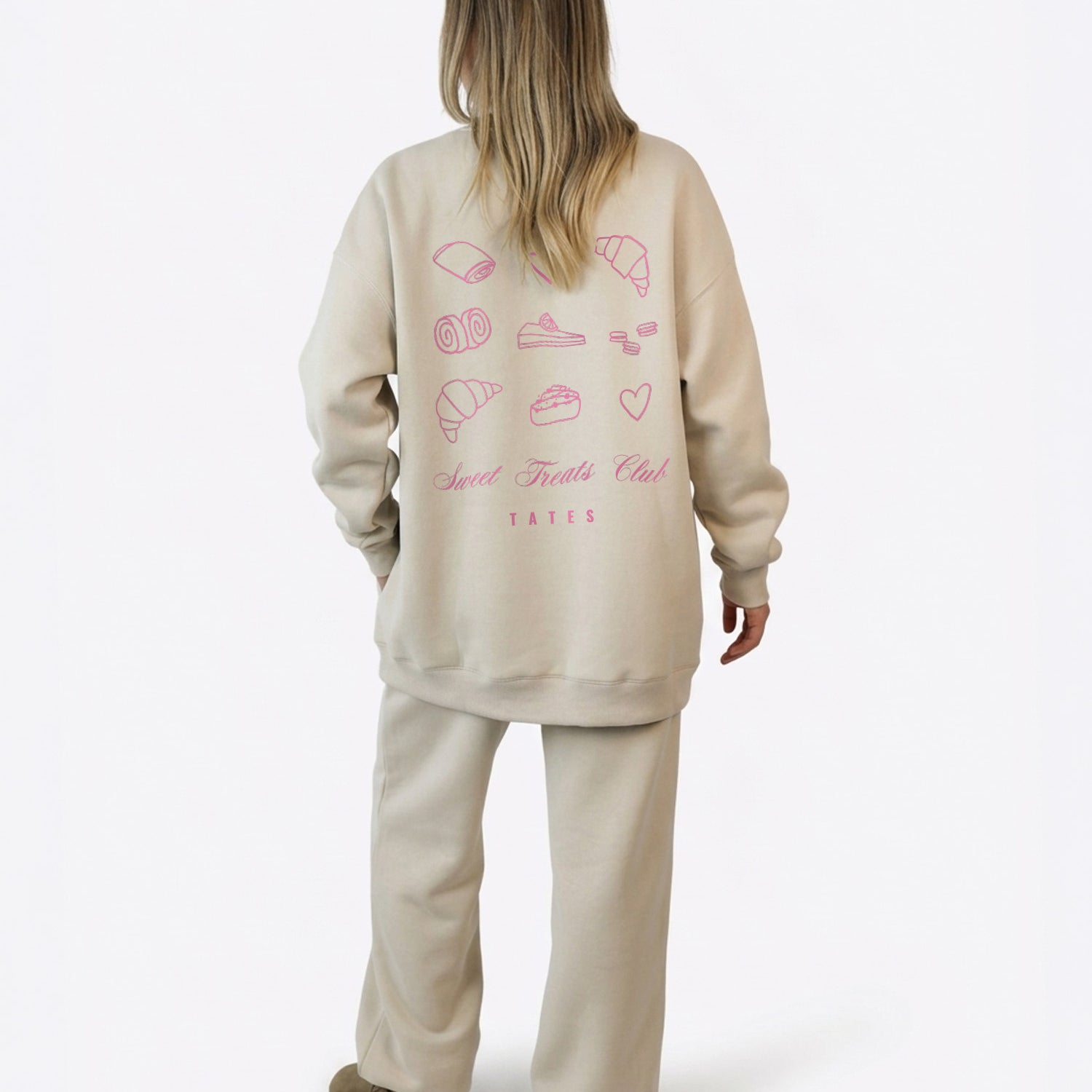 Wide Waistband Sweater "Sweet Treats" – Beige