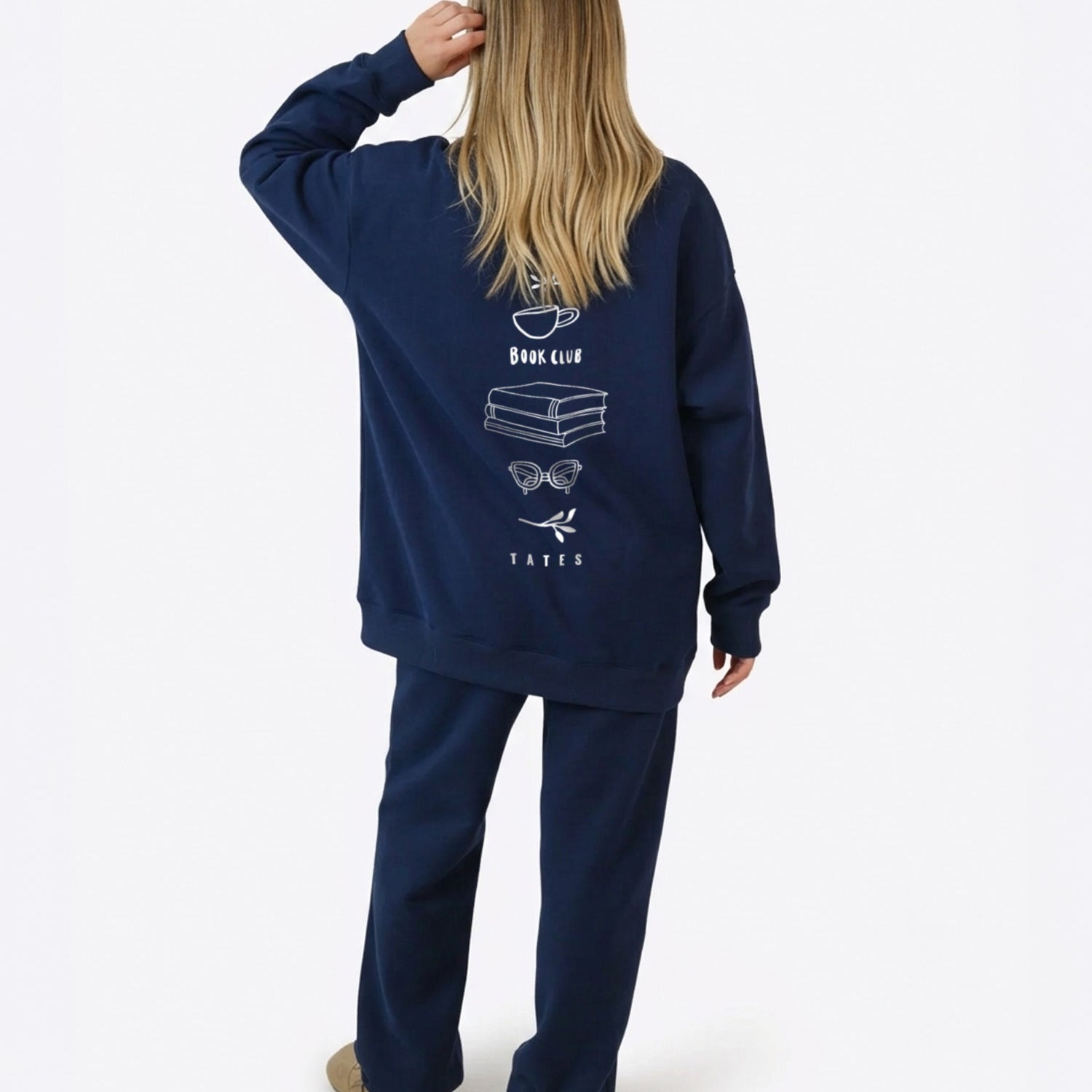 Wide Waistband Sweater "Book Club" – Midnight Blue