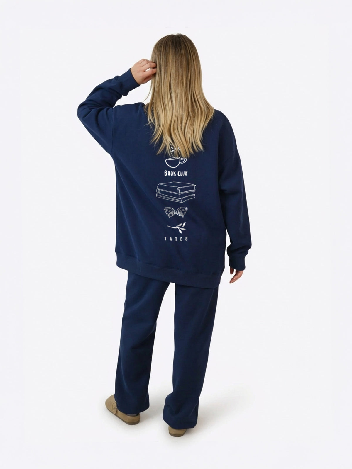 Wide Waistband Sweater "Book Club" – Midnight Blue