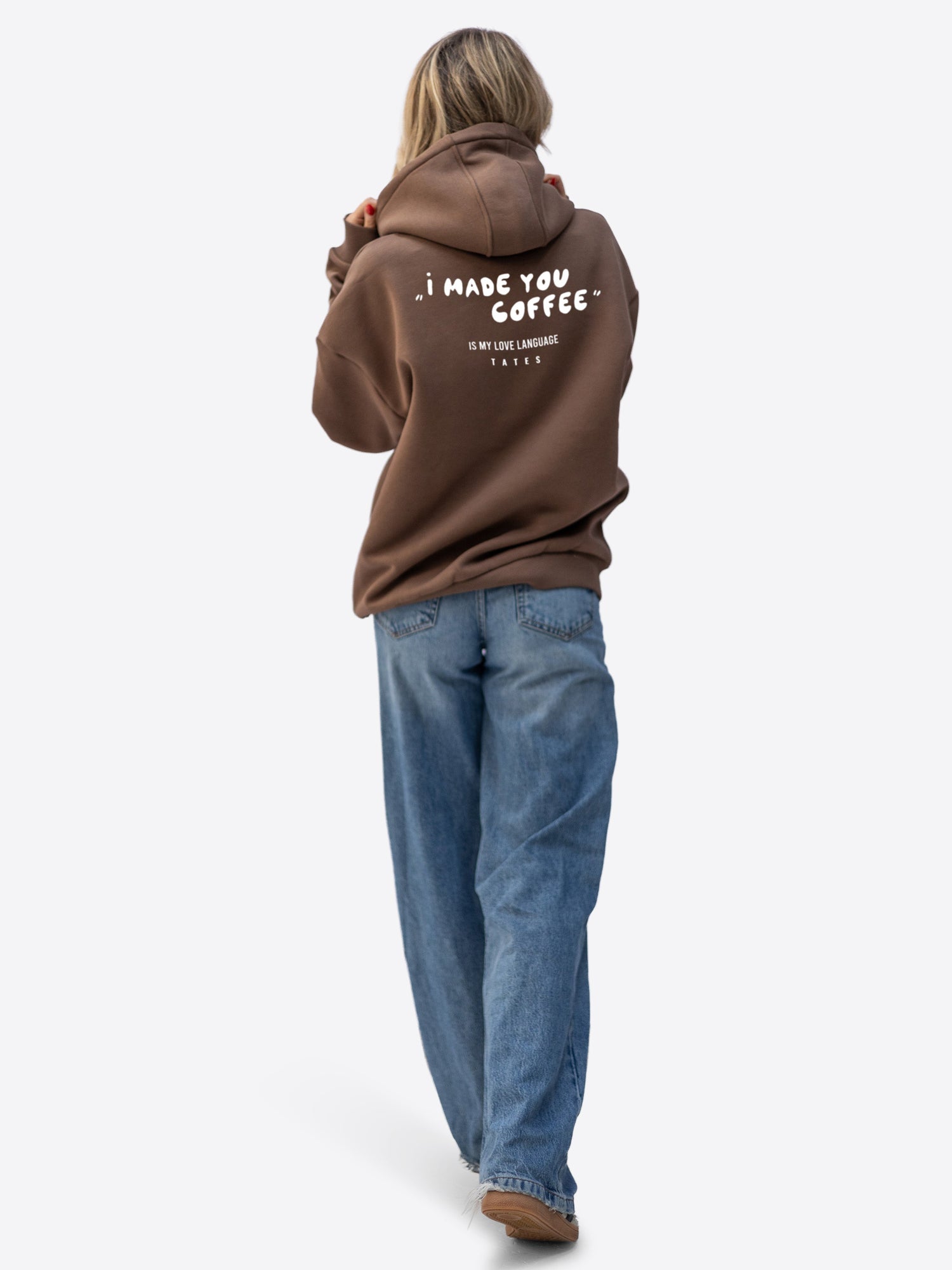 Original Regular Waistband Hoodie "I made you coffee" – Chocolate